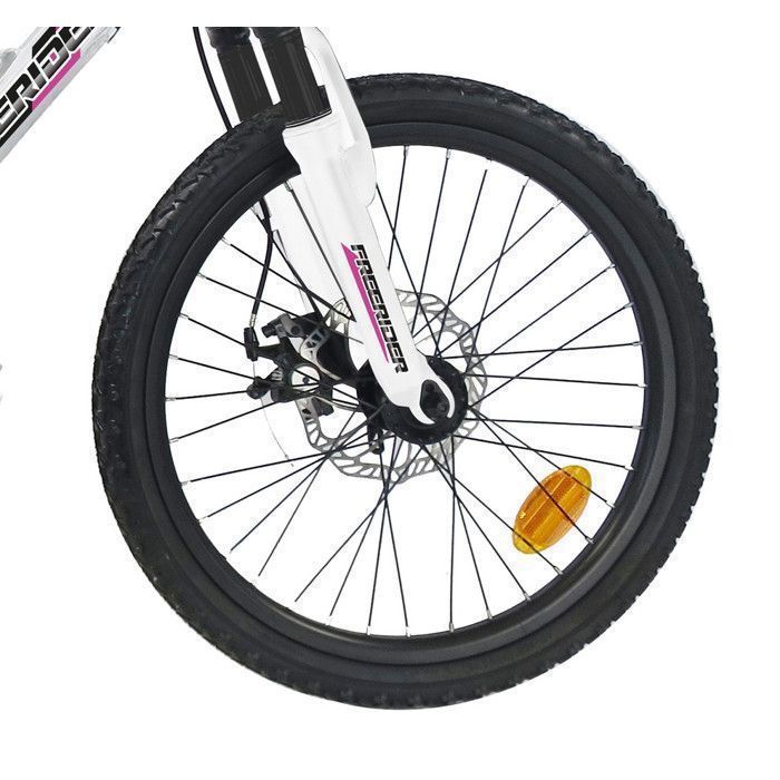 Vélo enfant fille - VTT 20'' - Tout Suspendu  - 6 vitesses Shimano - Frein à disque avant .