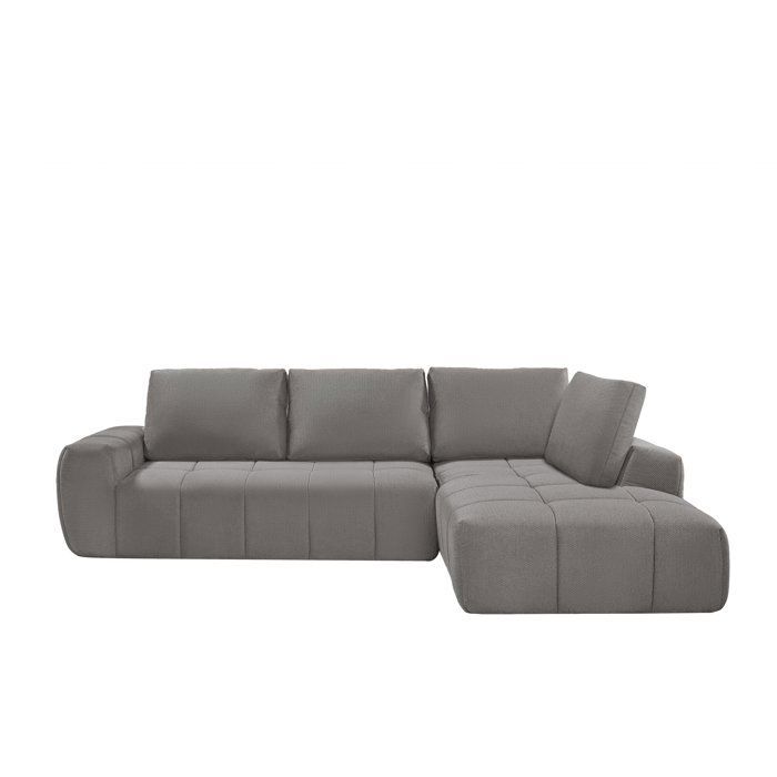 Sofá modular comprimido de 3 plazas - FLAVIE - Tela gris claro - 283 x 193 x 86 cm