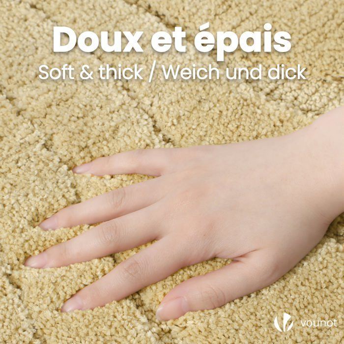 VOUNOT® Tapis de Bain Antidérapant microfibre motif ondulé 40x60cm beige
