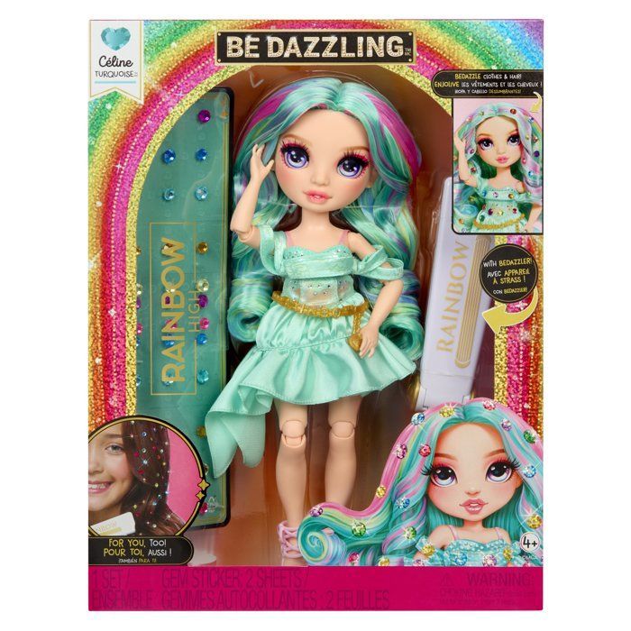 Rainbow High - Boneca Fashion Be Dazzling - Celine Turquoise - 28 cm - Pedras preciosas brilhantes e acessórios incluídos
