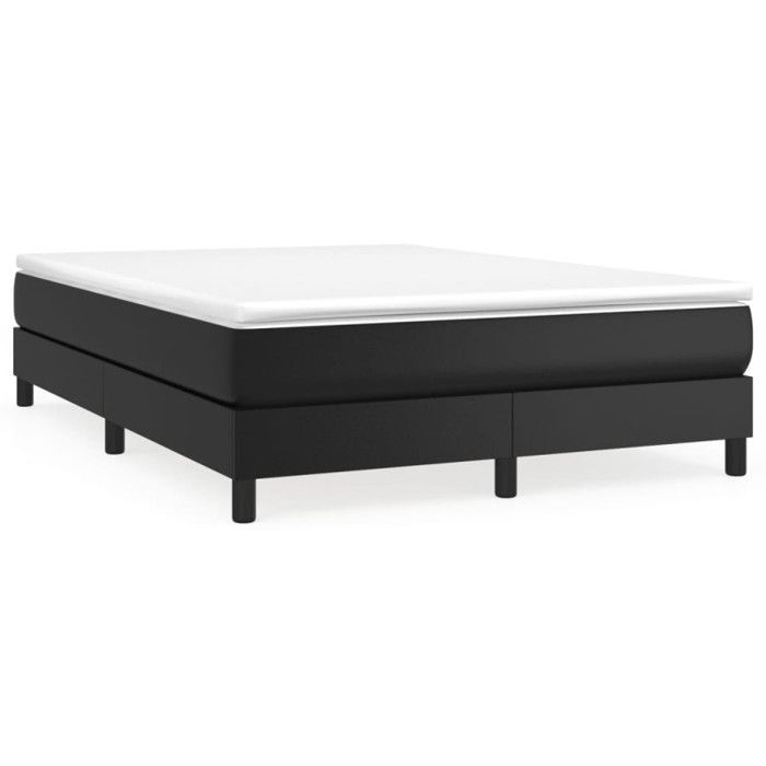 3120694 vidaXL Base de Cama com Molas Preta 140x190 cm em Couro Sintético