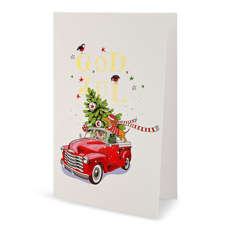 Biglietto di auguri natalizio Buon Natale, camion rosso