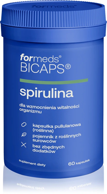 Formēts Bicaps spirulīnas uztura bagātinātājs, dabīgs antioksidants