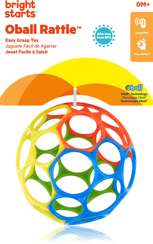 Oball Classic, brinquedo fácil de segurar para crianças desde o nascimento.