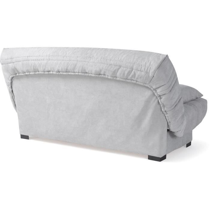 Divano letto a 3 posti con meccanismo click-clack - Materasso da 17 cm - Tessuto grigio chiaro - L199 x P96 x H103 cm - CHLOE