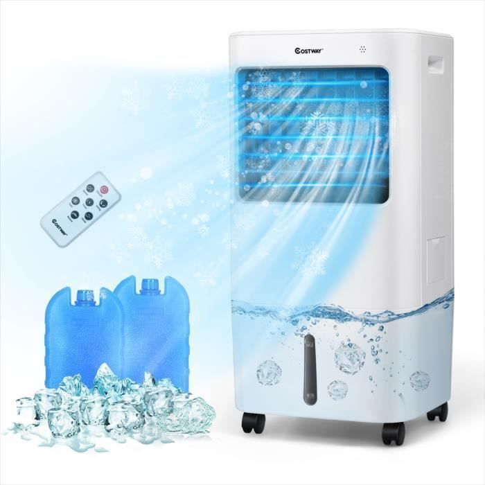 Aire acondicionado portátil COSTWAY 4 en 1 de 20 L - 4 velocidades - Enfriador de aire y ventilador portátil - Oscilación de 40° - Temporizador de 7,5 horas