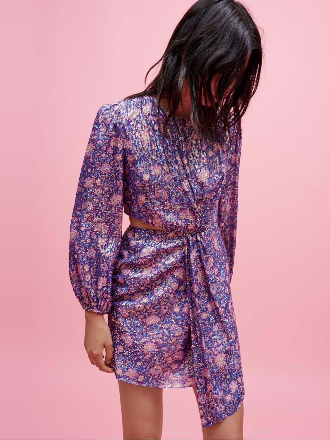 Jurk van viscose met metallic print - Dahlia violet