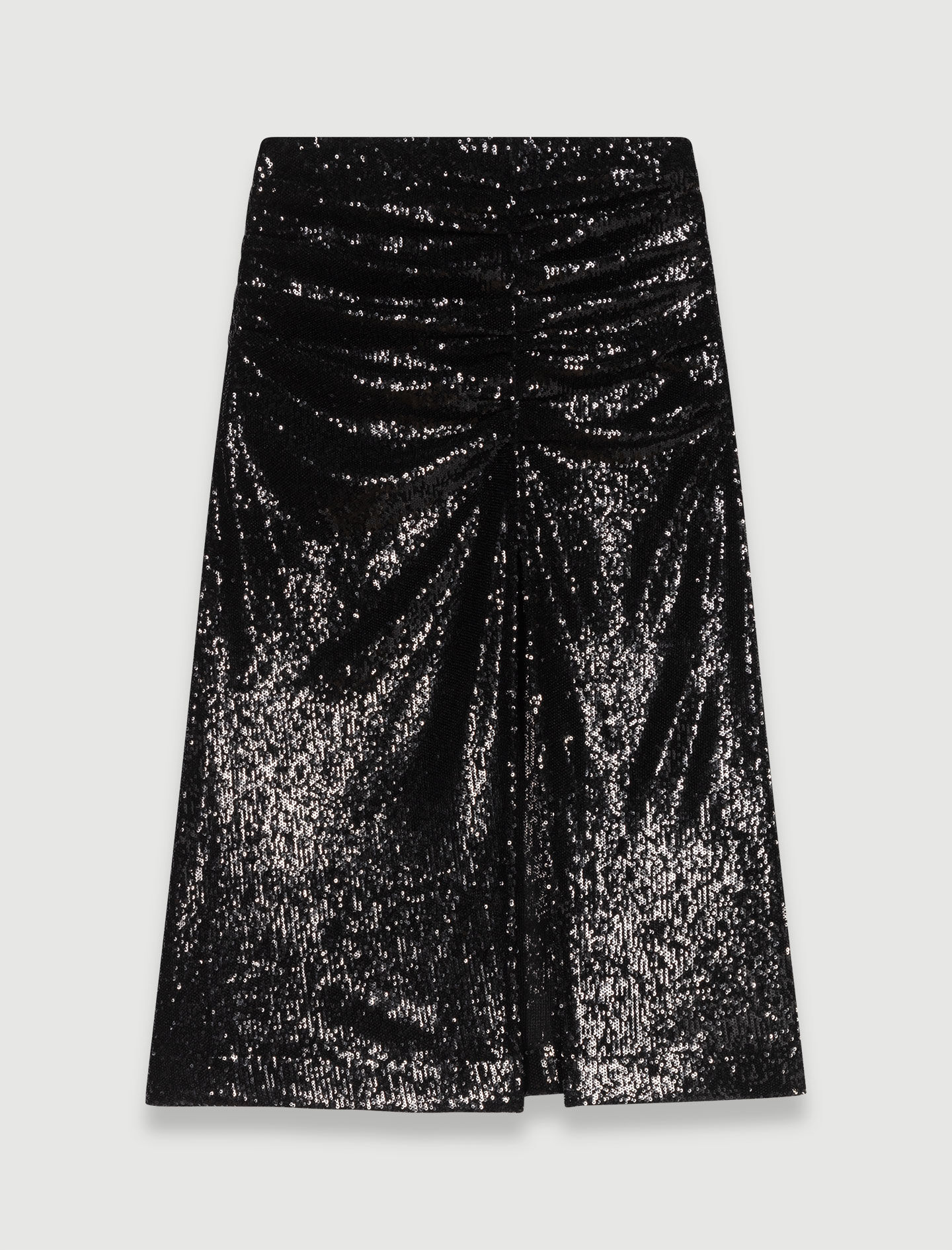 Halflange rok met pailletten - Zwart