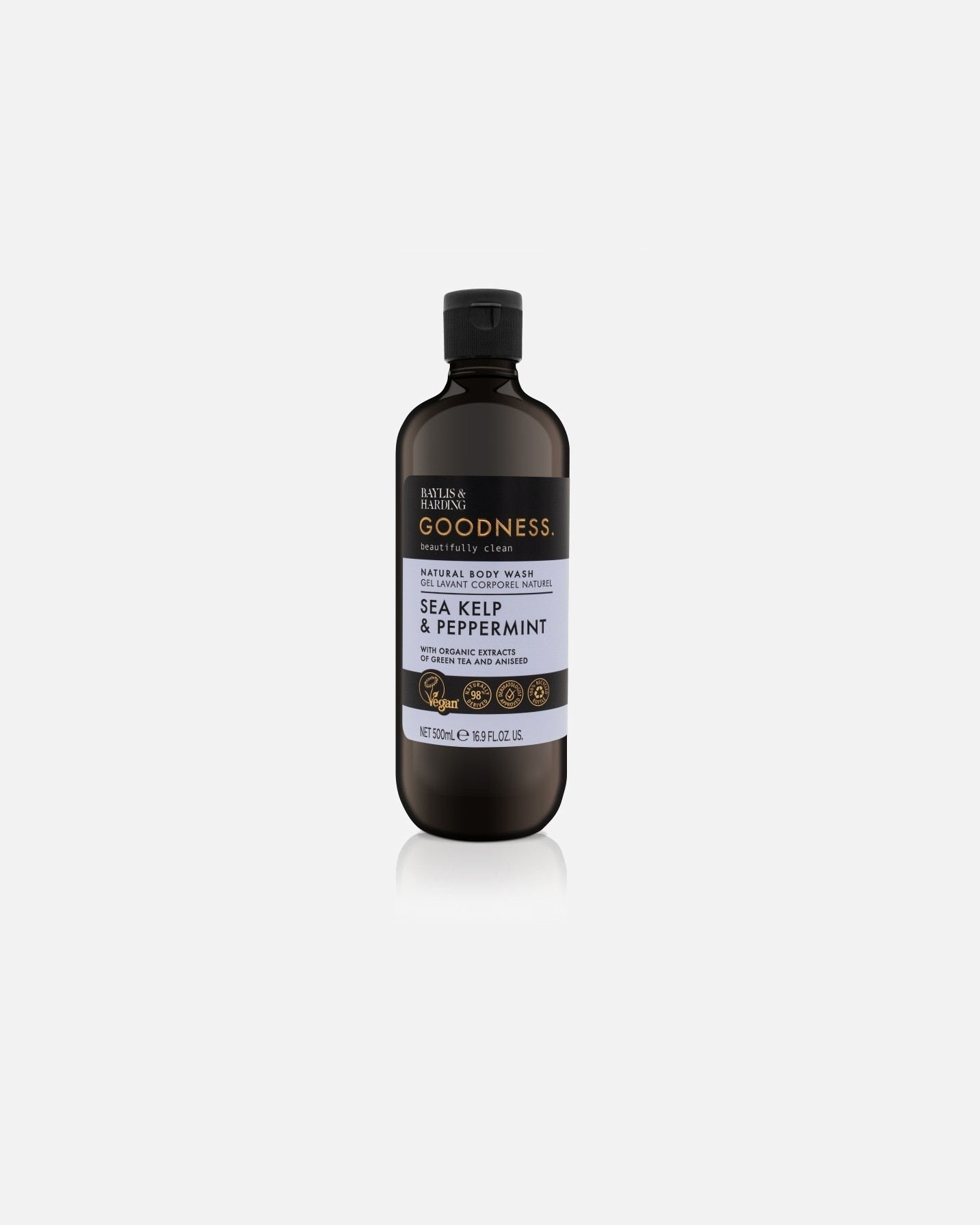 Baylis & Harding kūno muilas „Goodness“ dušo želė su jūros dumbliais ir pipirmėtėmis, 500 ml