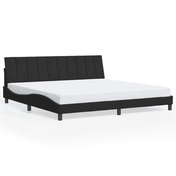 Estructura de cama vidaXL con luces LED, tapizada con somier de láminas, cama doble, cama para adultos, moderna, negra, 200x200 cm
