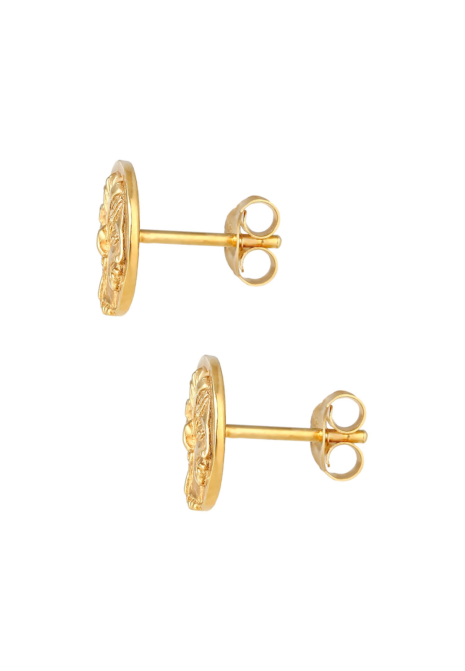 Elli Médaille Vintage Martelé Clous d'Oreilles Femme - (925/1000) Argent Plaqué or