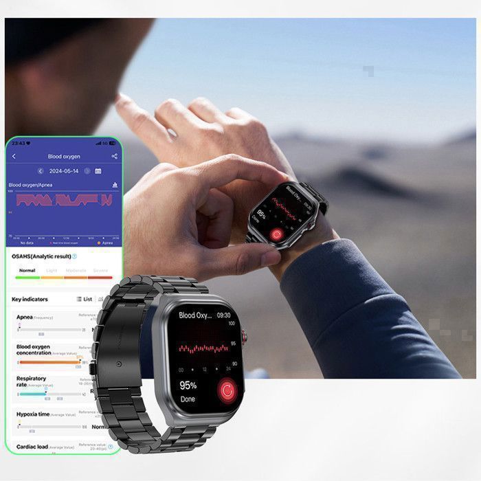 Reloj inteligente XtraDiTech con ECG, monitor de frecuencia cardíaca, VHR, termómetro, pantalla AMOLED de 2,04