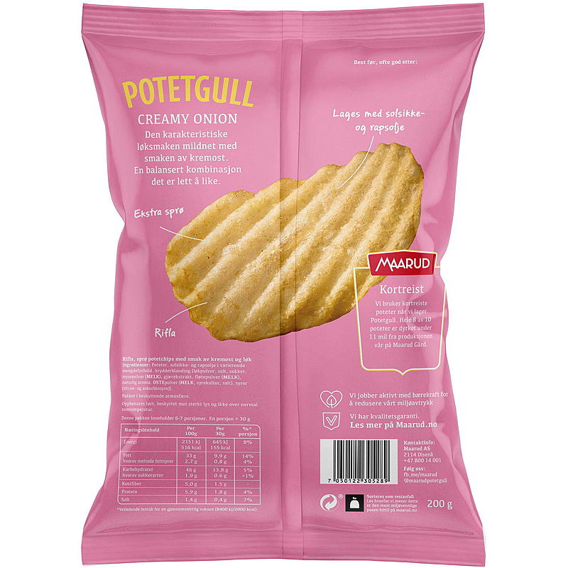 Maarud Potatischips 200 g Krämig Lök Maarud