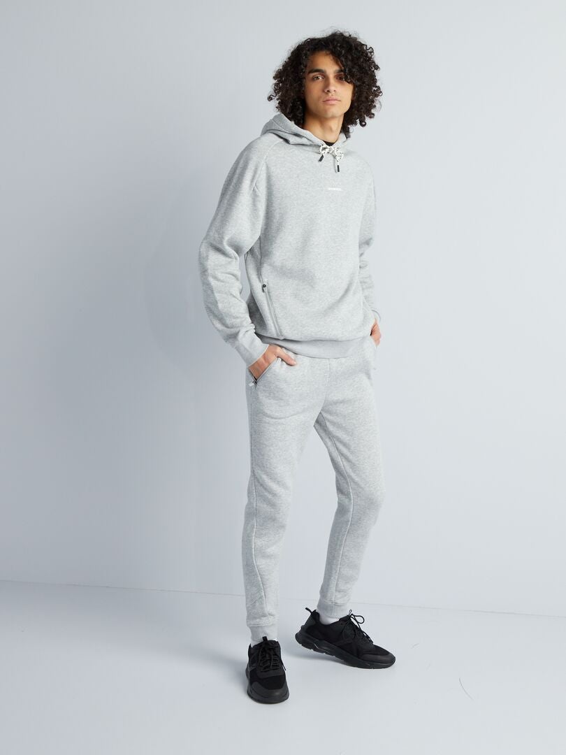 Sudadera con capucha y bolsillos de parche - GRIS