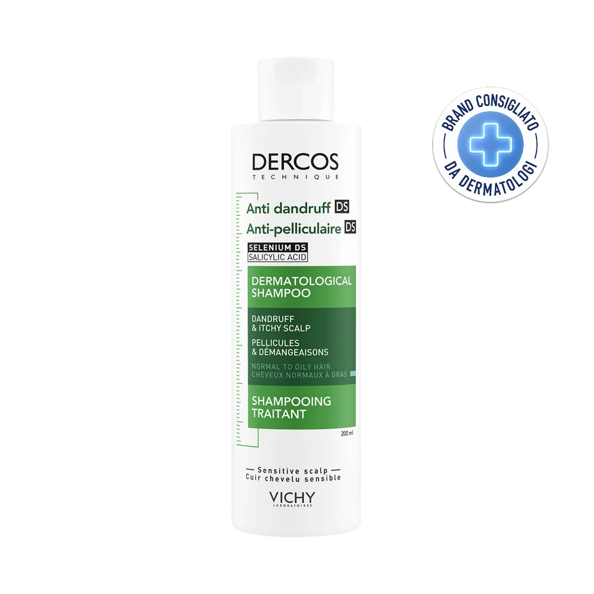 VICHY Vichy Dercos Shampooing antipelliculaire pour peaux grasses 200 ml