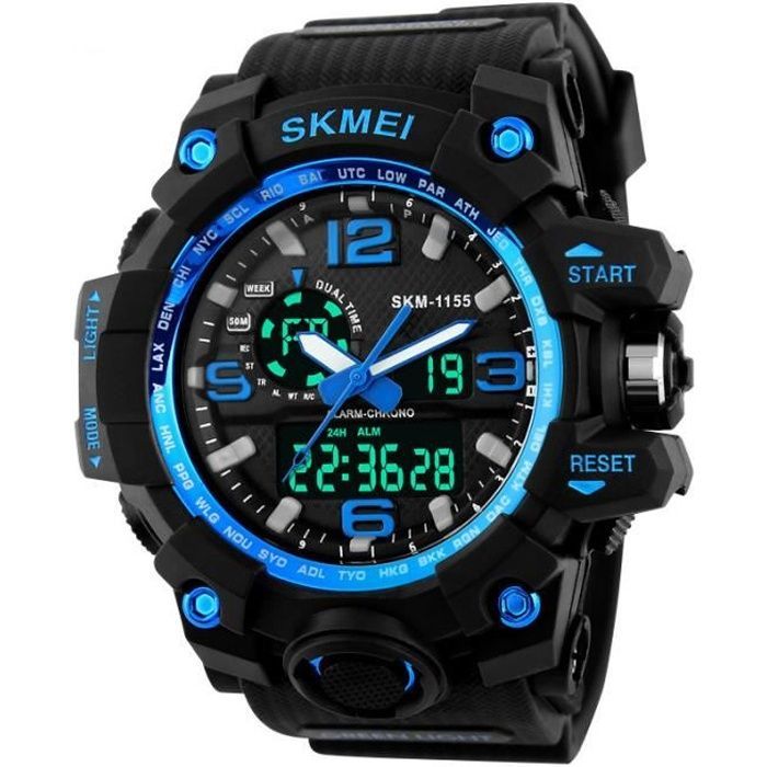 Luxury Brand Men's Sport Watch with LED Digital Blue Waterproof Superb