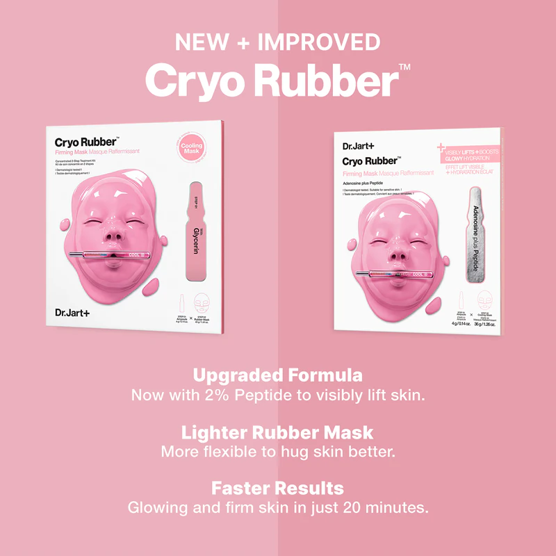 Máscara de hidrogel Dr. Jart+ Cryo Rubber™ Firming Mask com efeito firmador intensivo para a pele.