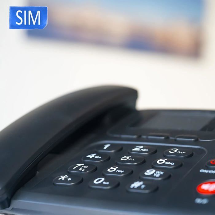 Teléfono fijo 4G para personas mayores - SVATV - Purofon - Tarjeta SIM incluida - Compatible con 4G europeo - Pantalla de 5 cm - Negro