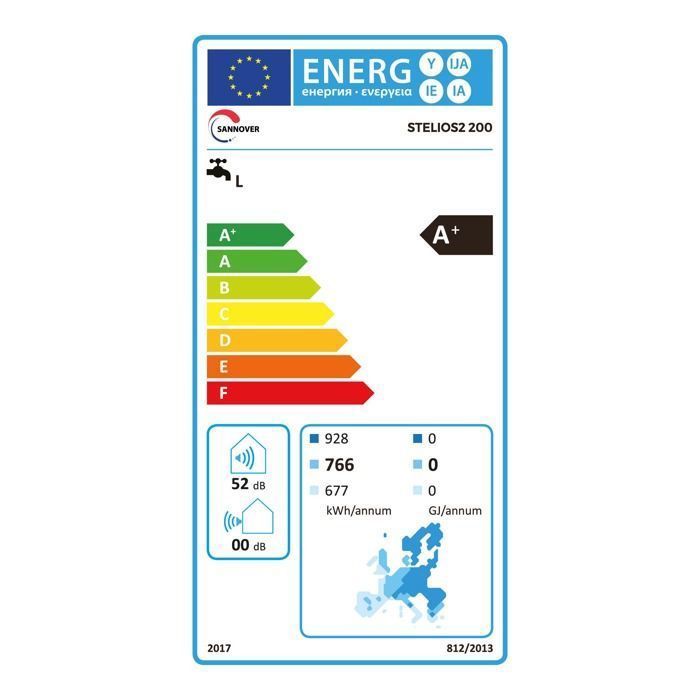 Calentador de agua termodinámico monobloque de pie Sannover Stelios de 200 L (aire ambiente/aire exterior)
