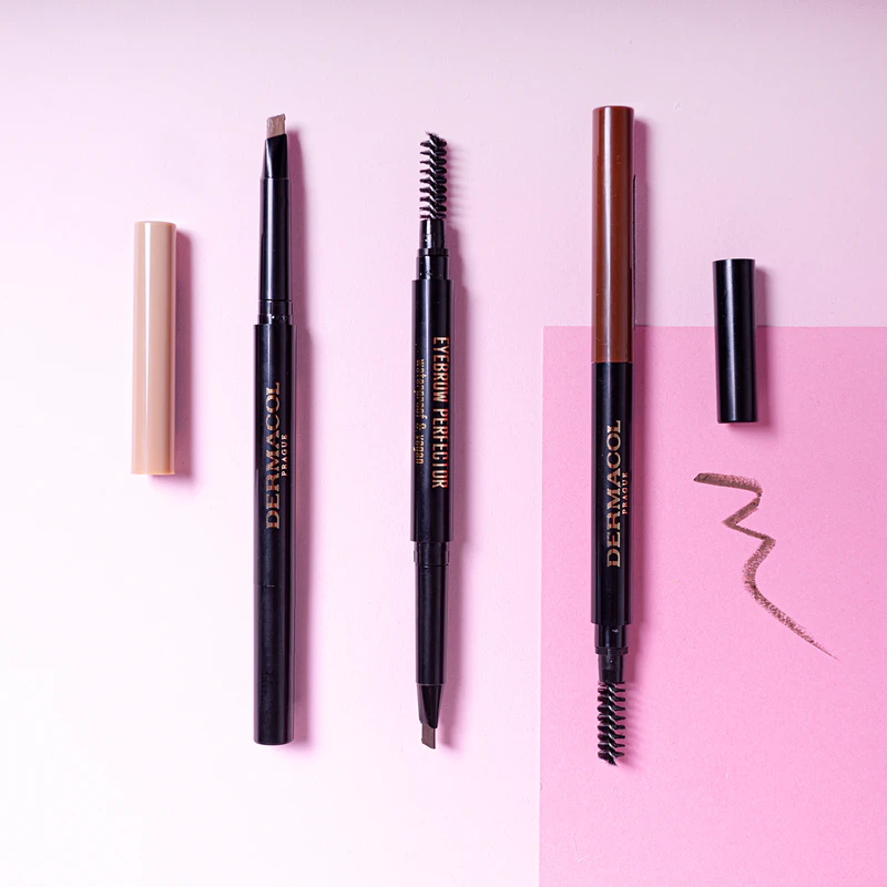 Lápis de sobrancelha automático Dermacol Eyebrow Perfector com pincel