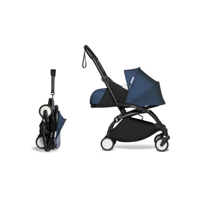 Poussette combinée BABYZEN YOYO2 cadre noir pack 0+ 2020 - bleu air France