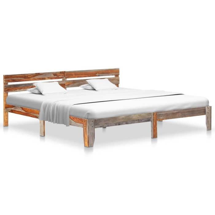 Gris 200 x 200 cm - Cama de madera - Carga máxima 150 kg - Estructura de cama - Colchón no incluido - Madera maciza 200x200 cm 005_346576