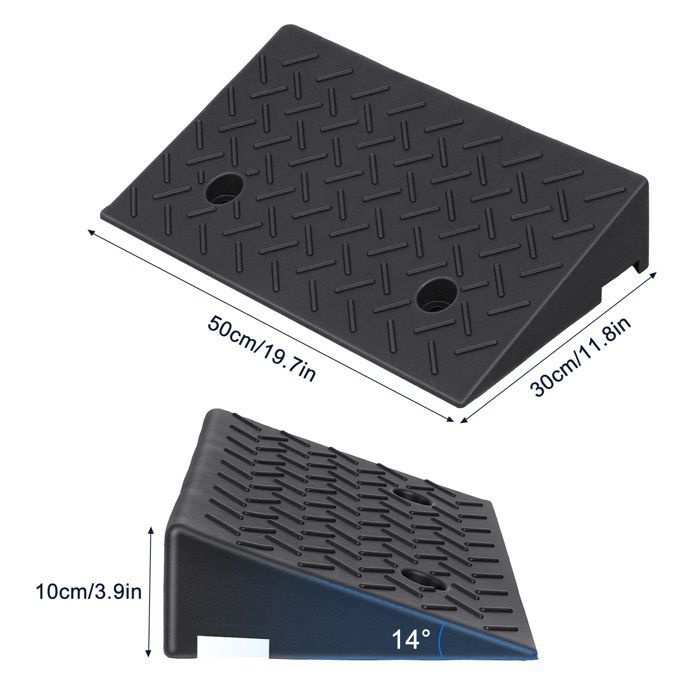 Rampas de bordillo resistentes, antideslizantes, de 50 x 30 cm y 10 cm de altura, que soportan hasta 3175 kg para scooters y motocicletas.