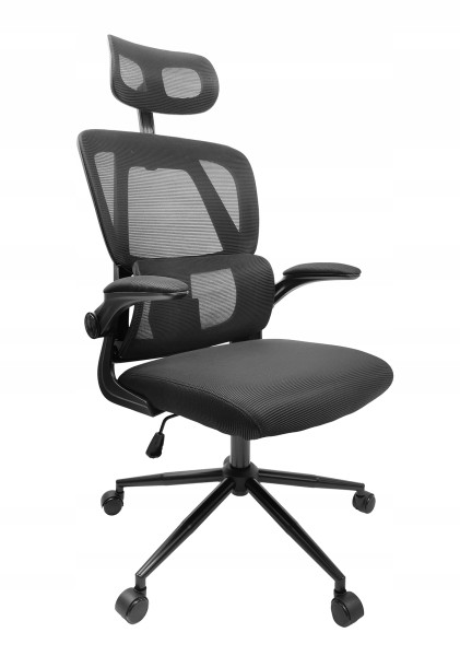 Fotel biurowy regulowany obrotowy krzesło biurowe ergonomiczny kg102 czarny