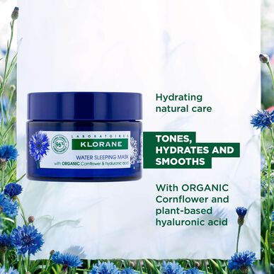 Klorane Cornflower Water Sleeping Mask Cyan Bio Night Mask hyaluronihapolla 50 ml 50 ml