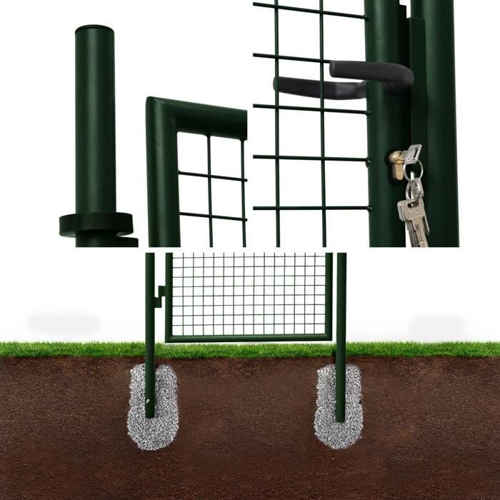 Grünes Metall-Gartentor. Doppelflügelig. Mit Schloss. 150 x 87 cm