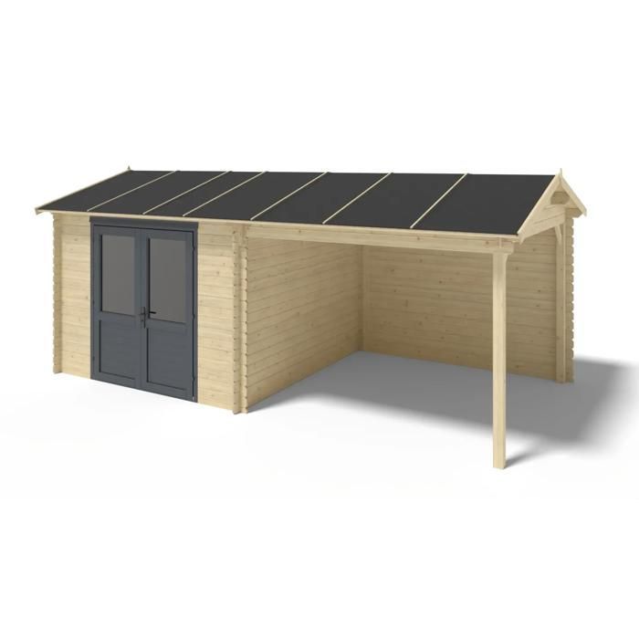Casetta da giardino in legno - 17,40 m² - 5,79x3 m - Spessore 28 mm - Colore: naturale - DOM639
