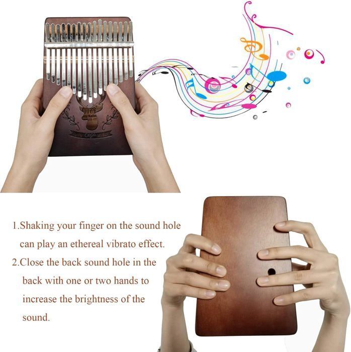 Korkealaatuinen 17-koskettiminen Kalimba-peukalopiano lapsille, aikuisille ja aloittelijoille - musiikillinen lahja