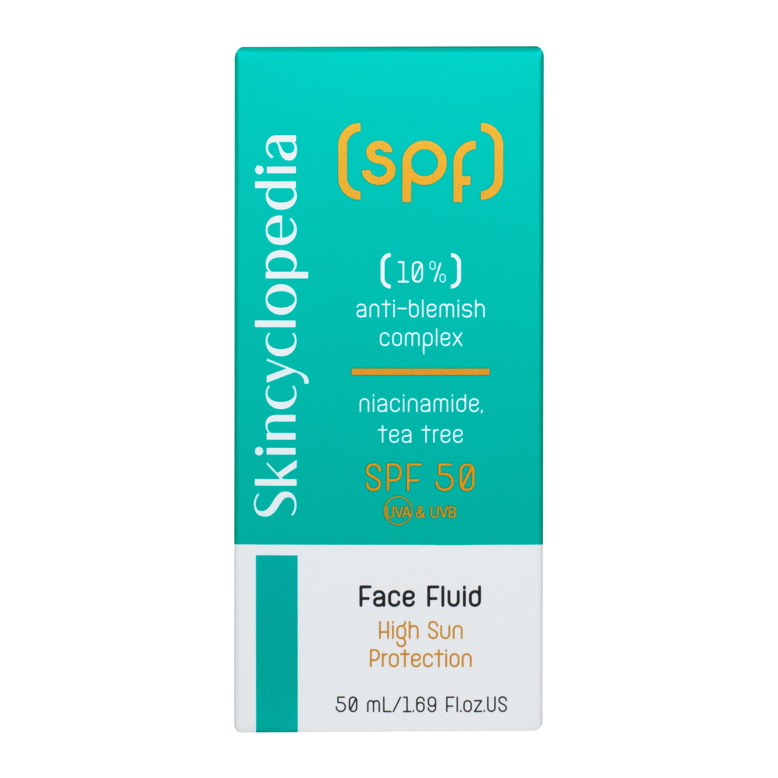 Veido fluidas nuo spuogų su SPF 50