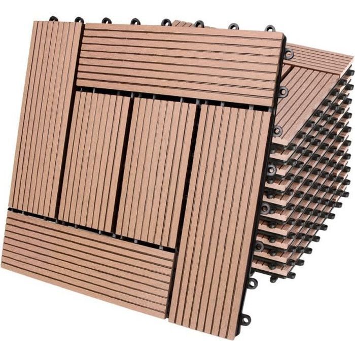 DEUBA 30x30cm Terracotta WPC Composite Wood Clip-On Garden Tile - Outdoor Flooring