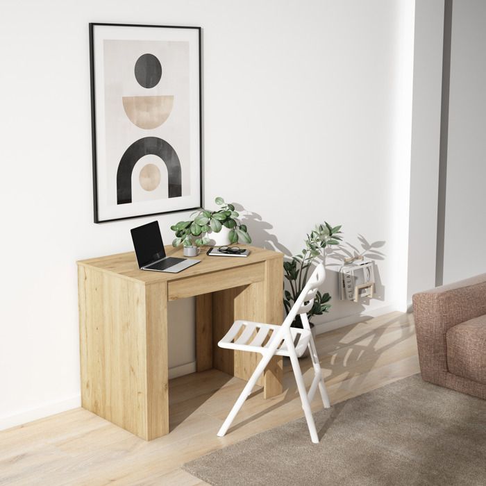 Skraut Home - Table console extensible  - Chêne - Pour 8 personnes - Moderne