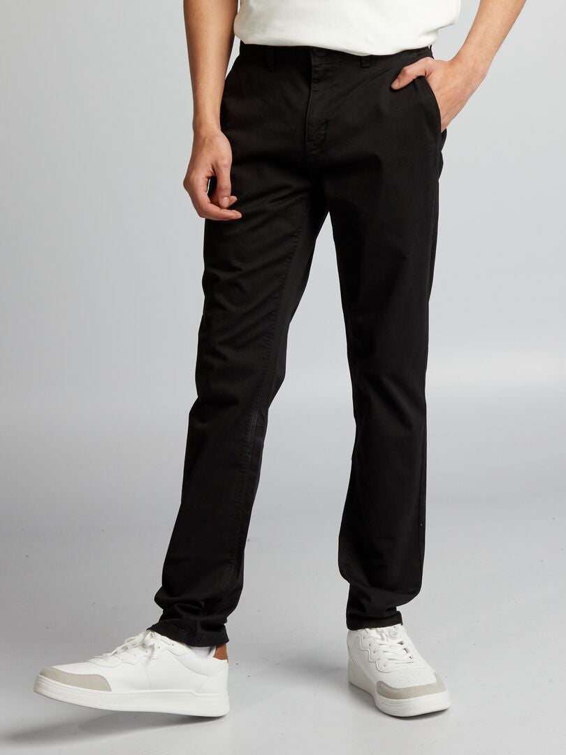 Effen chino broek - zwart