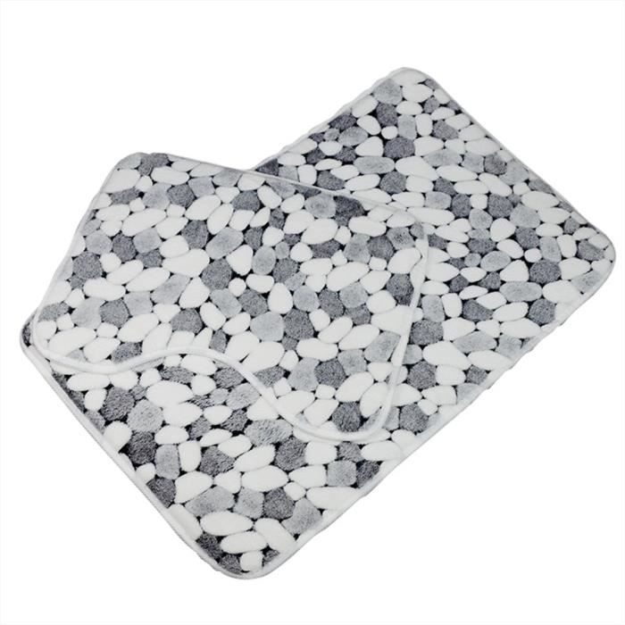 Tapis de bain - 2 PCS - Antidérapant - Absorbant - Gris