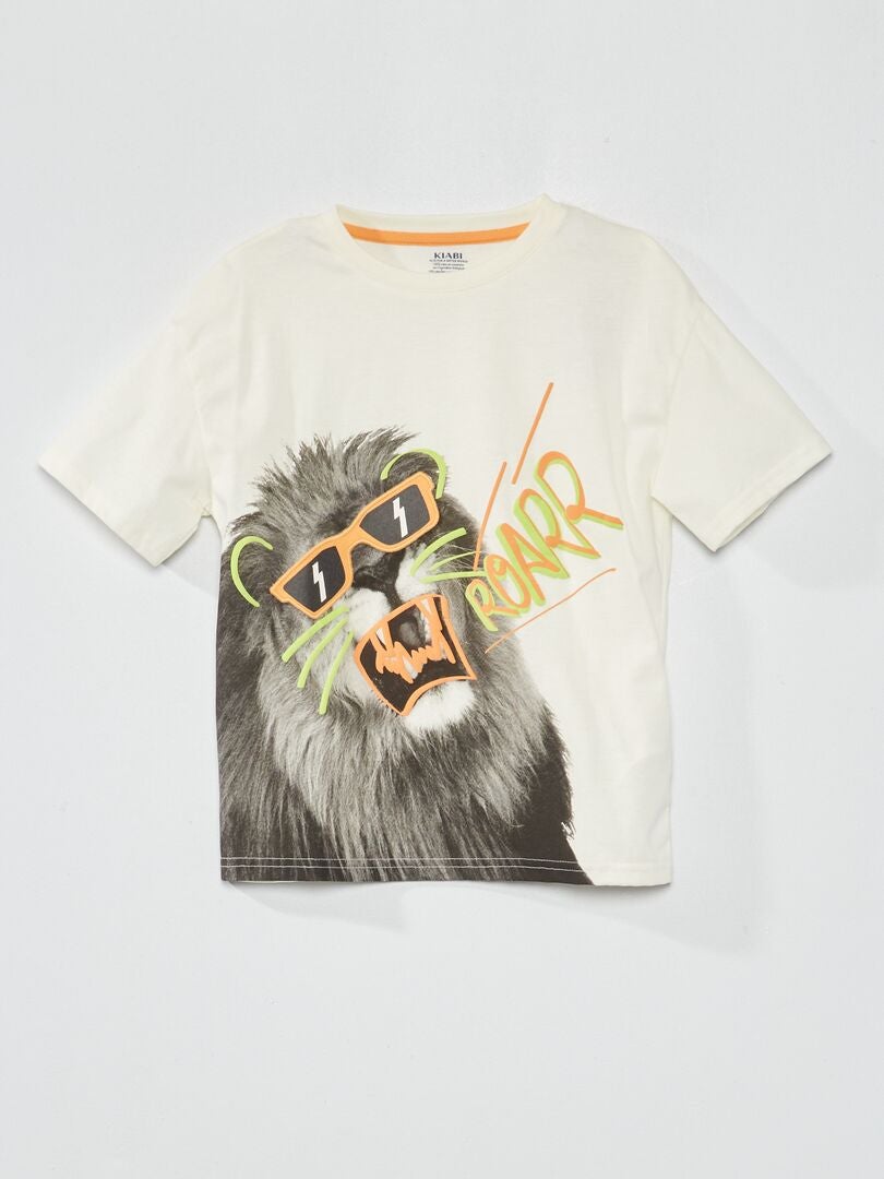 Camiseta divertida em malha - BEGE
