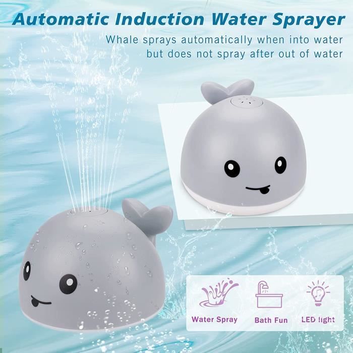 XICHAO - Giocattolo da bagno per bambini con getto d'acqua a forma di balena per bambini e bambine di 1, 2 e 3 anni, giochi da piscina, giocattolo spruzzatore con
