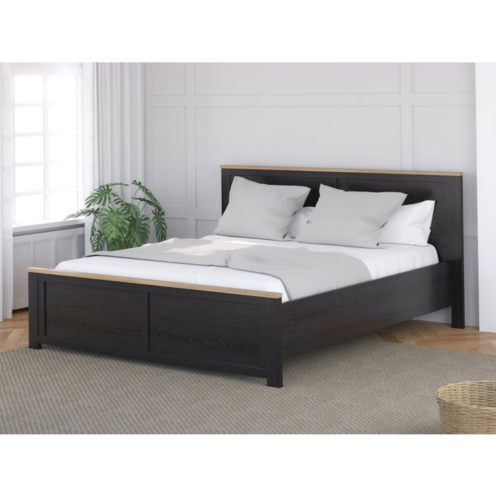 Kingsize-Bett für Erwachsene – BOHOL – 180 x 200 cm – Eiche/Schwarz