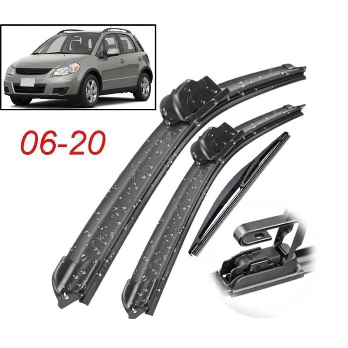 Set of 3 front and rear wiper blades for Suzuki SX4 2006-2020 and SX4 S-Cross 2013-2020