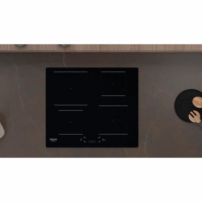 Table de cuisson induction - HOTPOINT - 4 foyers - L60 cm - HQ5660SNE - 7200 W - Rêvetement verre noir