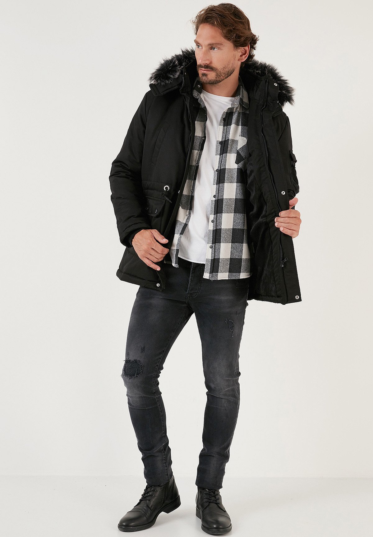 Buratti 100 met afneembare capuchon - Winterjas - zwart