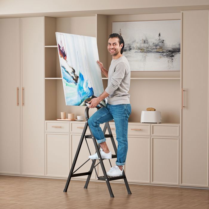 Opvouwbare 3-treden trap, ladder voor thuis of buitenwerk in een camper - Maximaal draagvermogen 150 kg