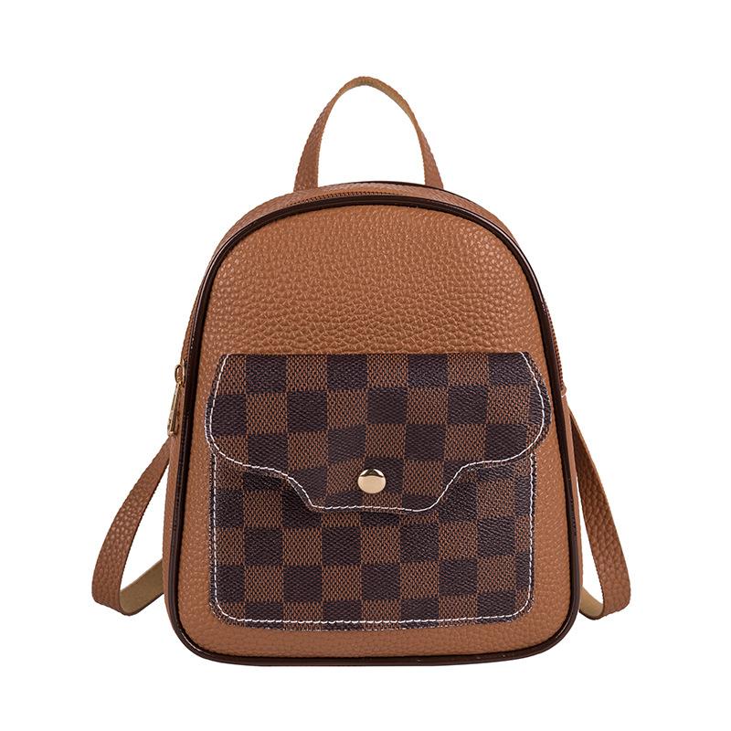 Sac à dos bandoulière Vento Marea Mini pour adolescentes, collection 2020, motif à carreaux, style tendance femme, avec pochette pour téléphone.