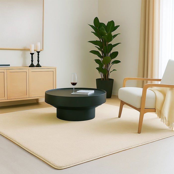 Tapete VOUNOT® macio, de pelo baixo e antiderrapante para sala de estar, 200x300cm, bege liso