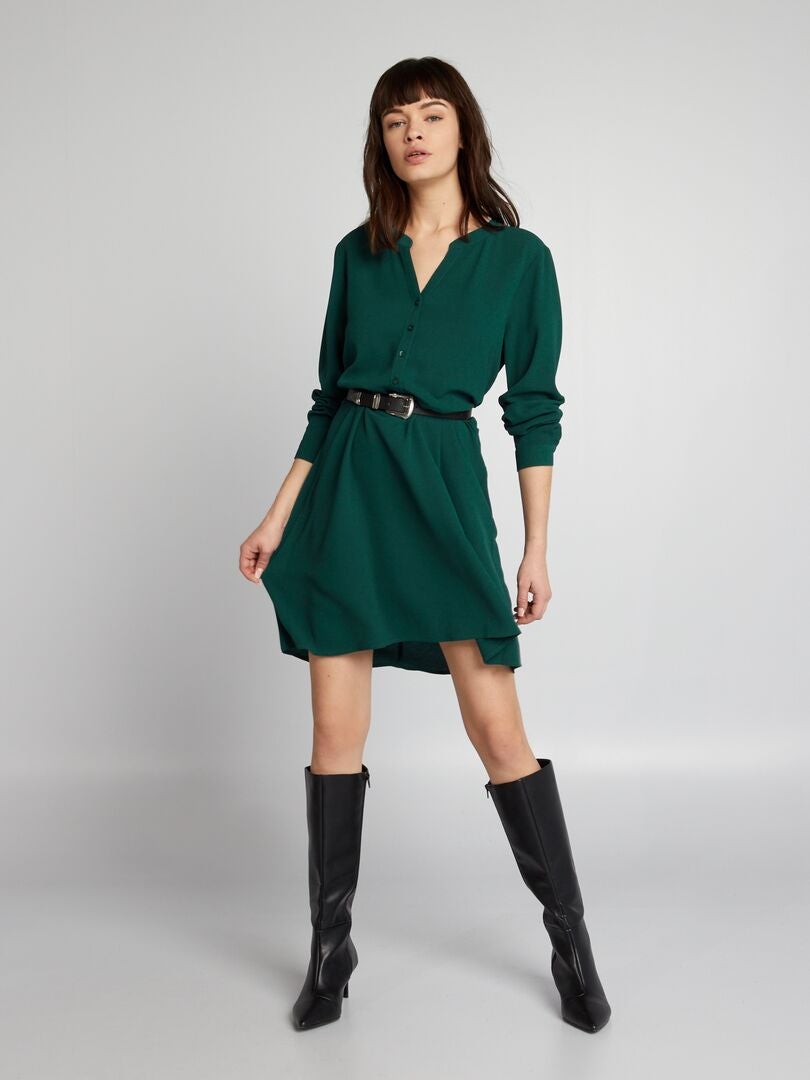 Rochie scurtă cu decolteu în V - VERDE