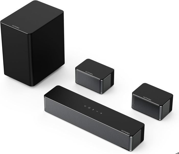 ULTIMEA Poseidon D50 5.1-Kanal-Soundbar mit Subwoofer + 2 Lautsprechern, virtuellem Surround-Sound und einstellbarem Bass, HDMI ARC, 320 W