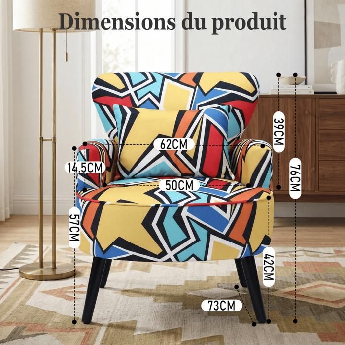 Poltrona confortável - HOMEMiYN - Estampa geométrica moderna - Estável e robusta