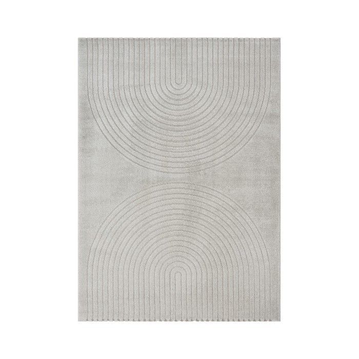 Modern rug with minimalist arc pattern, dense 12mm velvet, contemporary living room design (Dimensions: 120x160 cm - Colour: Grey)